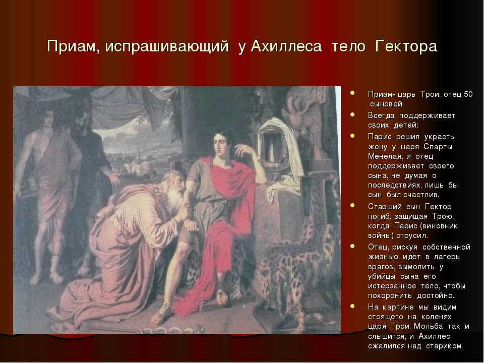Иванов "приам, испрашивающий у ахиллеса тело гектора" описание картины, анализ, сочинение