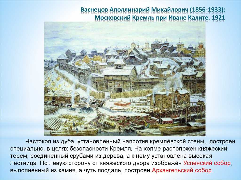 Сочинение-описание картины васнецова «московский кремль при иване калите»