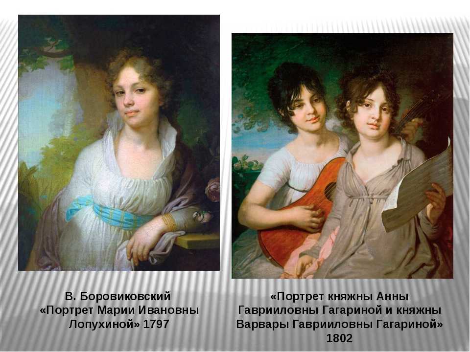 Доклад: сравнительный анализ портрета м.и.лопухиной в.л. боровиковского (1797) и портрета е.п. ростопчиной о.а. кипренского (1809)