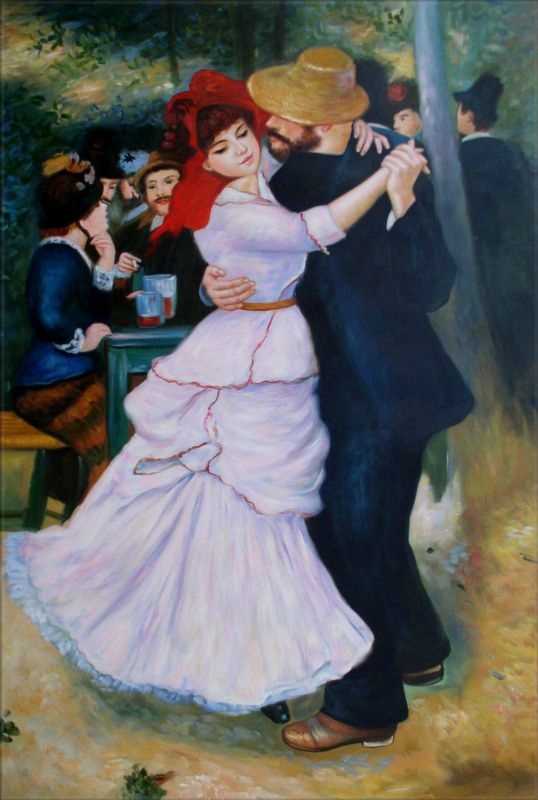 Описание картины Танец в Буживале Автор - Пьер Огюст Ренуар Написана в 1883 году
