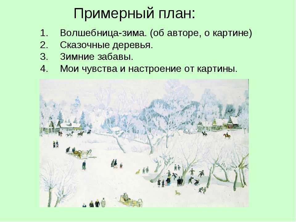 Методическая разработка по русскому языку (4 класс) на тему: сочинение по картине к. юон "волшебница зима"