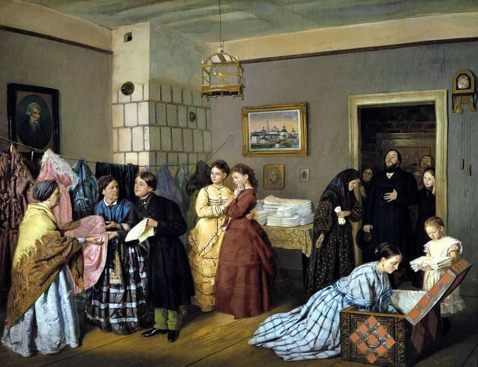 Описание картины Семья купца в XVII веке - Андрей Петрович Рябушкин 1896