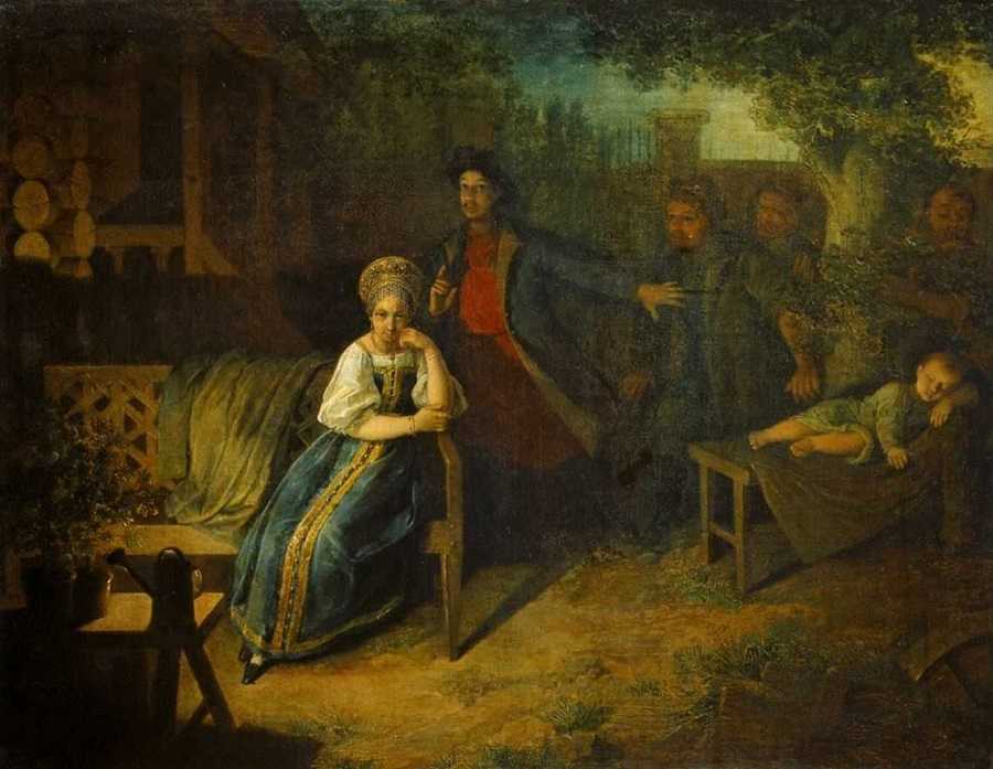 Описание картины Семья купца в XVII веке - Андрей Петрович Рябушкин 1896