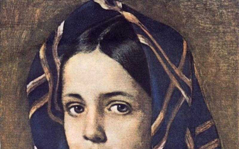 «девушка в платке» картина венецианова, конец 1820-х, описание