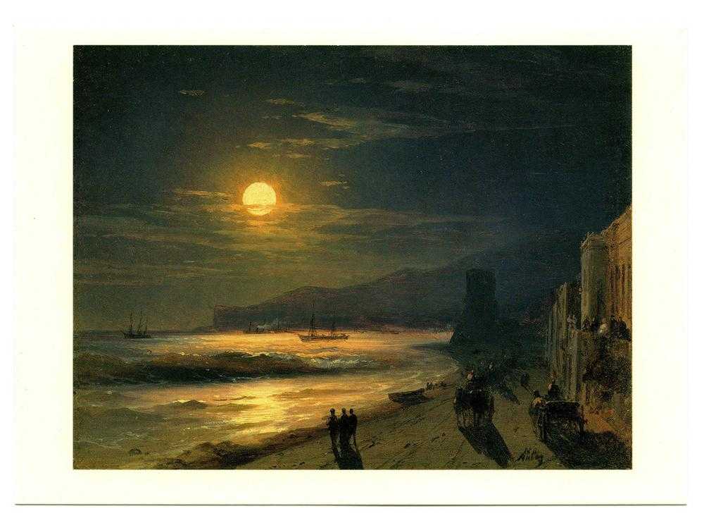 Копия картины, 90х143 х.м. иван константинович айвазовский. феодосия, лунная ночь