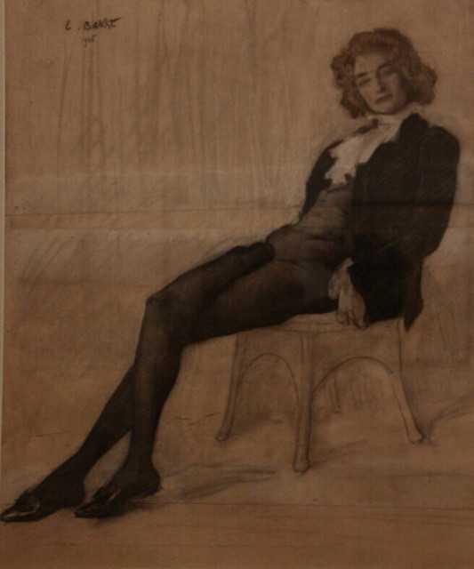 Портрет писательницы и поэтессы Зинаиды Гиппиус стал одной из самых выдающихся работ Льва Бакста Сперва картина была лишь наброском, но автор так захотел передать всю суть своей натурщицы, что работа всё-таки была завершена Для изображения ног поэтессы Ба