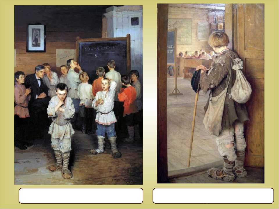 Сочинение-описание картины «у дверей школы», богданов-бельский (2 варианта - кратко и подробно)