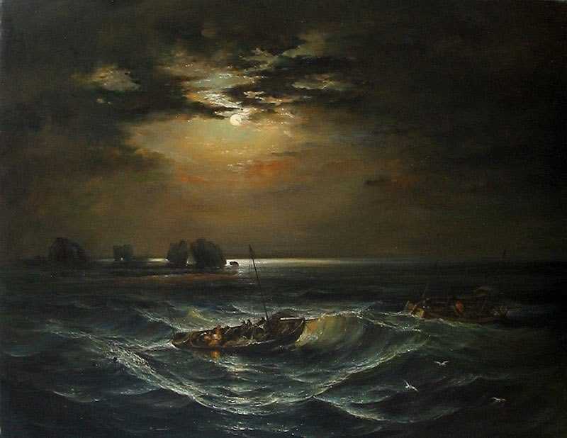 Репродукция картины "рыбаки в море" уильяма тернера