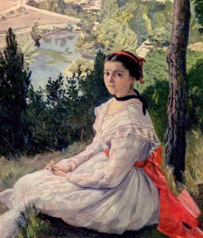 Розовое платье - Фредерик Базиль 1864 Холст, масло 102,5x186